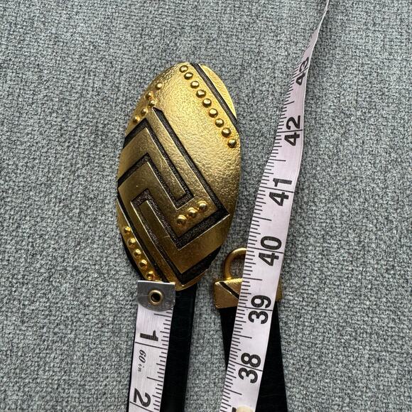 Chico\'s Black Leather Hammered Metal Gold Circle Hook Buckle Belt Sz M/L main image 9